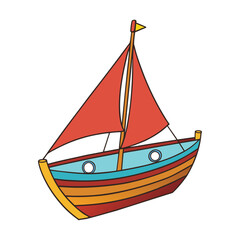 A retro sailboat glides gracefully with classic wooden sails and timeless charm, evoking nostalgic sea adventures under clear skies and gentle ocean breezes.
