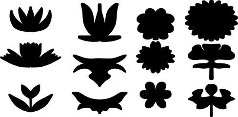 Fototapeta premium A set of black silhouettes of leaves