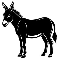 Stylized Black and White Donkey Illustration
