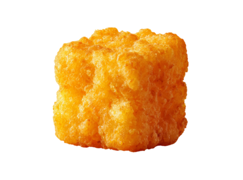 Crispy golden brown potato tater tot snack food, Isolated On Transparent Background, Png, Cut Out