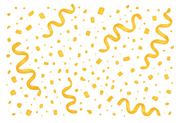 Golden confetti and ribbons cascading, generating vibrant celebration mood, transparent backdrop perfect for festive design elements