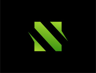 Modern neon lime green geometric square logo design