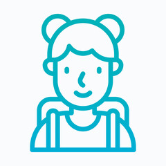 Student Girl Vector Icon, Isolated Vector Lineal Gradient Style Icon, 