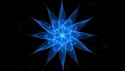 Captivating abstract crystalline form illuminating a dark backdrop with its vibrant blue hue