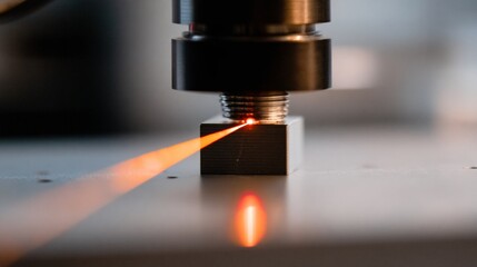 physics experiment setup with laser beams and prisms