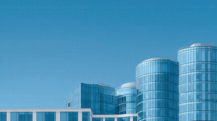 modern architectural facades featuring sleek glass surfaces of office buildings with stunning reflections