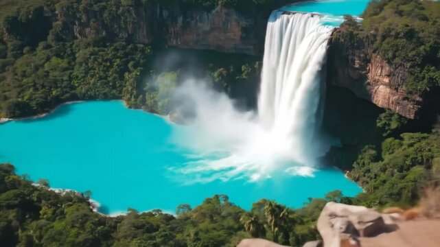 Stunning El Chiflon Waterfall, Chiapas, Mexico: Turquoise Water and Lush Forest Scenic View