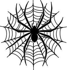Fototapeta premium spider and web, spider, web, halloween, insect, vector, illustration, cobweb, net, animal, arachnid, nature, black, danger, spiderweb, horror, trap, silhouette, design, cartoon, pattern, art, symbol, 