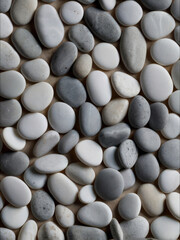 Fototapeta premium Minimalist White and Gray Pebbles Zen Tablet Wallpaper with Soft Shadows