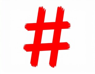 Red hashtag symbol on white background