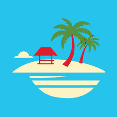 Amazing beach on island in a highly detailed and visually stunning illustration, perfect for creative projects, backgrounds, and artistic designs that capture attention and inspire imagination