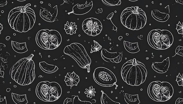 Hand-drawn Autumn Vegetables Pattern