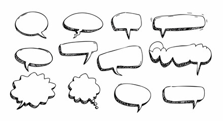 Hand drawn speech bubbles collection