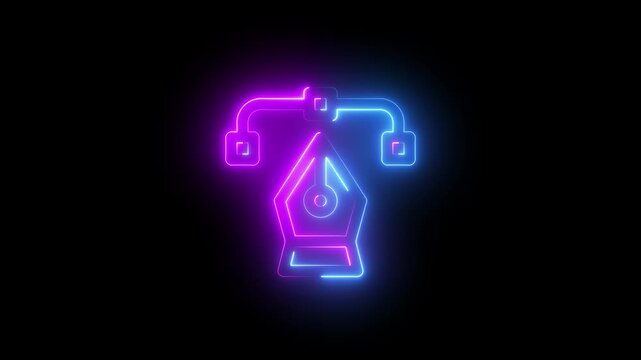 Glowing neon pen tool line icon isolated .Edit icon isolated and Pencil icon. neon sign .