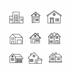 Fototapeta premium Various outline building illustrations