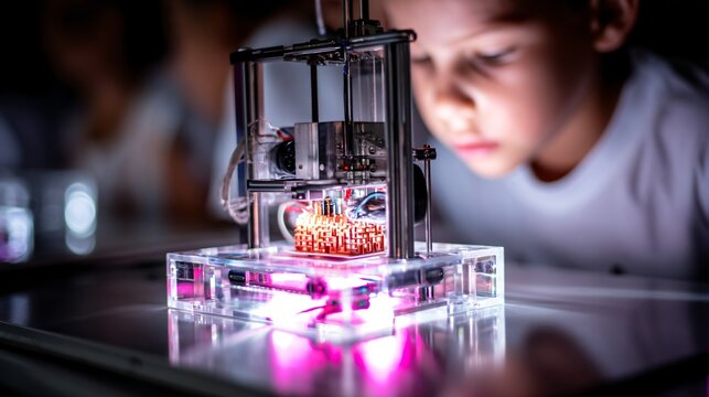 interactive science fair exhibit with robotics and 3D printing demo