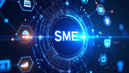 Fototapeta premium Circular tech graphic with SME