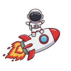 Cute astronaut on a rocket illustration