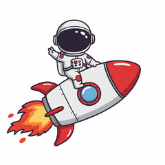 Cute astronaut riding rocket illustration