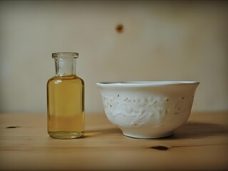 Olive oil and vinegar vintage film background