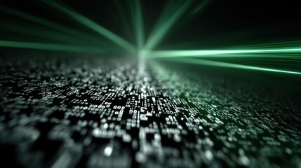 QR Code Scanner Animation with Light Beams on Green Background