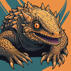 A gecko crept along baseboard in a highly detailed and visually stunning illustration, perfect for creative projects, backgrounds, and artistic designs that capture attention and inspire imagination