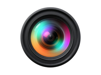Colorful camera lens close up macro shot rainbow optics, Isolated On Transparent Background, Png, Cut Out