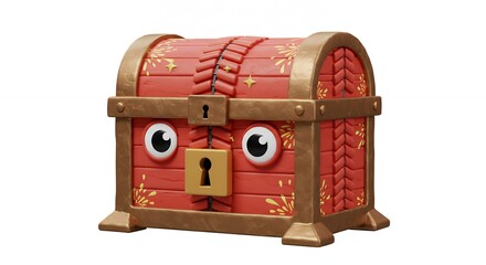 Red treasure chest with gold trim