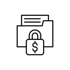 Financial security outline icons, minimalist vector illustration ,simple transparent graphic element .Isolated on white background