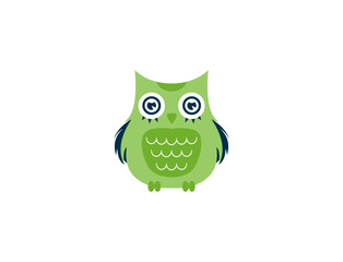 Cute cartoon lime green owl illustration