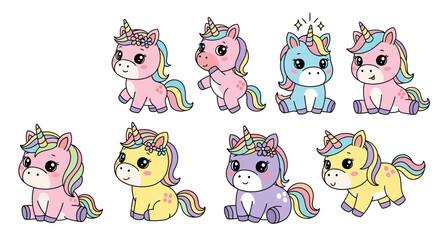 Obraz premium baby beautiful unicorn collection set vector illustration