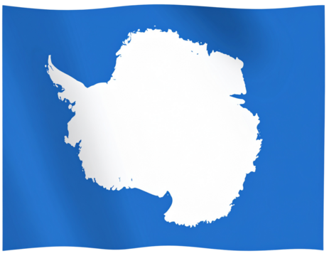 Antarctica Flag with White Continent Silhouette on Light Blue Field, isolated on transparent background.