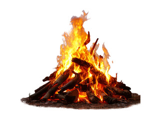 Bright bonfire burning intensely on black background, Isolated On Transparent Background, Png, Cut Out