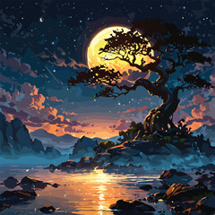 a fantasy landscape featuring a glowing gol.eps © Hersa