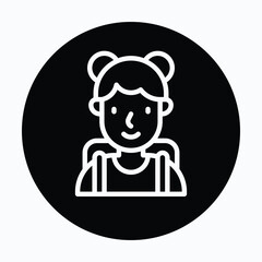 Student Girl Vector Icon, Isolated Vector Circular Style Icon