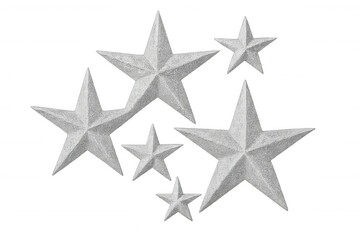 Obraz premium Sparkling silver stars varying in size, suspended against transparent backdrop, creating elegant holiday design element