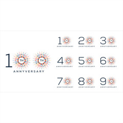 Collection of anniversary logo design. Celebration Day Custom Vector Graphics Concept