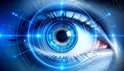 Close-up of an eye with digital overlays