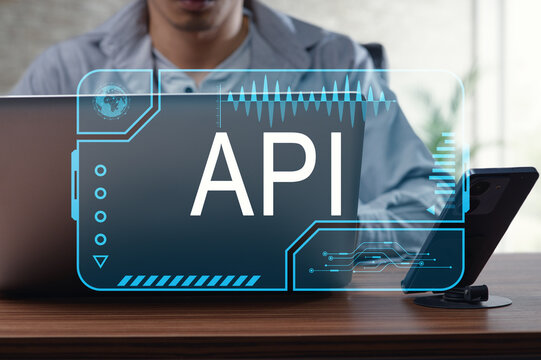 Modern Programming Interface Concept with API Visual Overlay