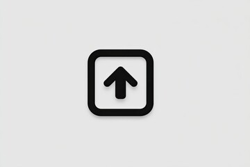 Simple black upward-pointing arrow icon in a square frame