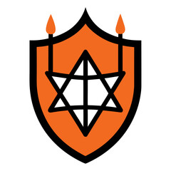 Shield with star of david and candles emblem