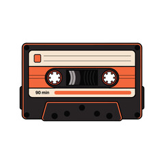 Retro audio cassette tape vector illustration, vintage music media icon, nostalgic 90s style design for music lovers, posters, and creative projects.