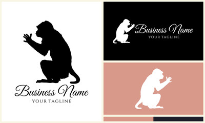 Monkey Logo Design Silhouettes.