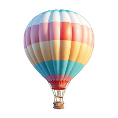Fototapeta premium Colorful hot air balloon ascends, clear sky, travel