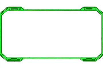 Empty green rectangle frame with beveled edges