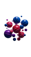 3D Abstract Spheres Floating On Black Background With Colorful Patterns