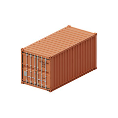 3D Illustration of a Brown Shipping Container Isolated on Black Background