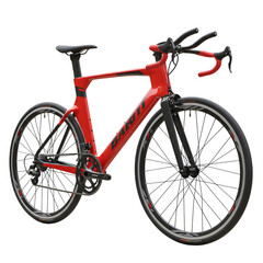 3D Illustration of a Red Road Bicycle Isolated on a Transparent Background