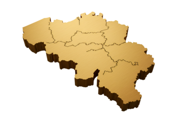 3D Golden Belgium Map Isolated on a Black Background Illustration