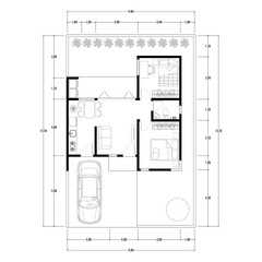 Architecture plan with furniture. home floor plan, isolated on white background, stock illustration.